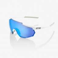 100% Racetrap Matte White HiPER Blue Multilayer Mirror Lens